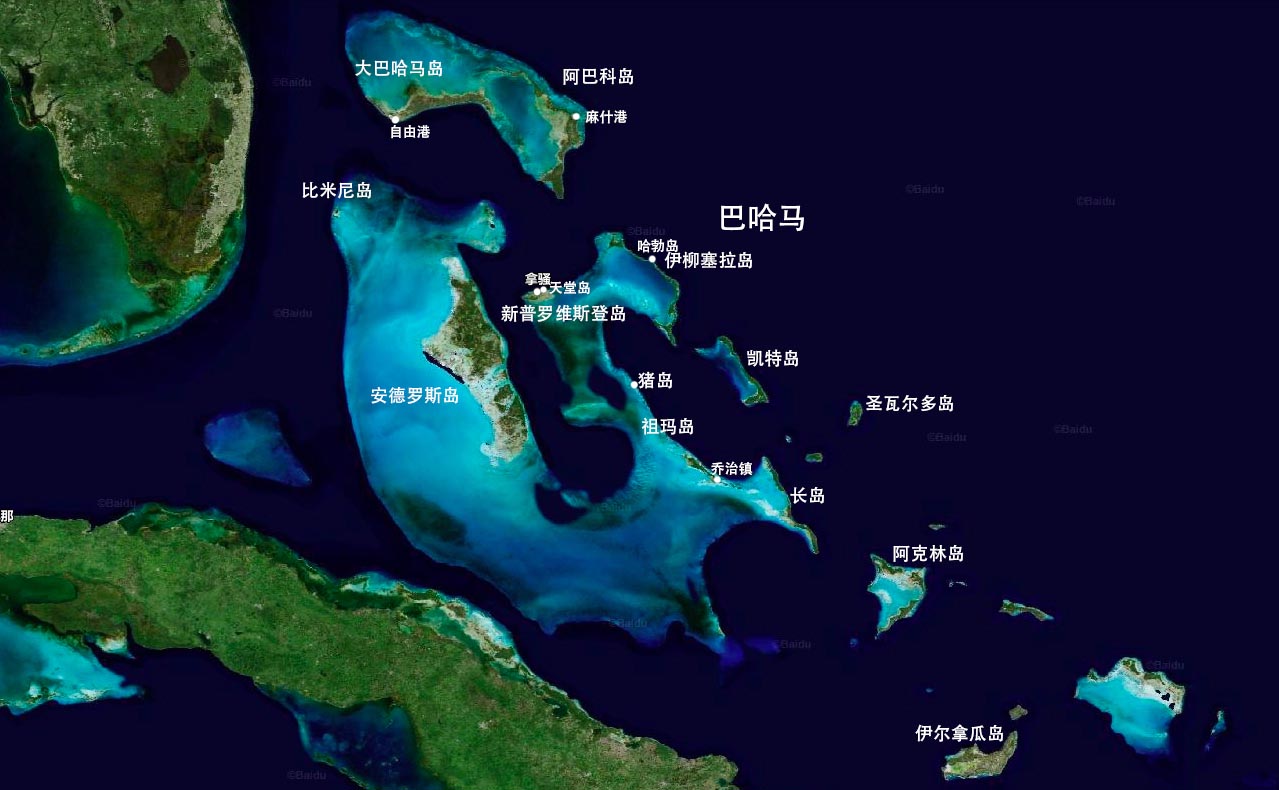 Bahamas Satellte Map